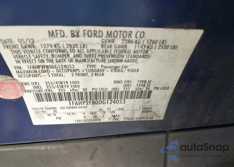 2010 Ford Taurus Sel from USA, damaged, VIN 1FAHP2EW6AG124053